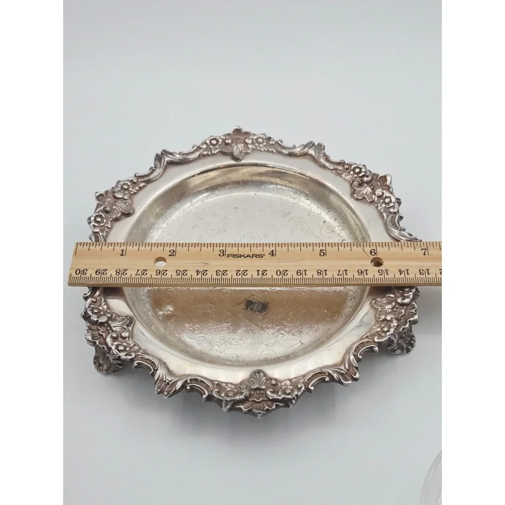 Continental Silver Co Silver Plated Footed Butter Dish - Glass Insert -Domed Lid